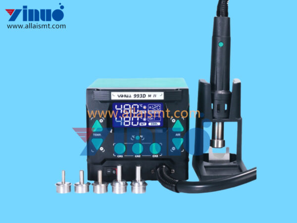 Hot air gun soldering station, 1000W high power hot air desoldering station, fan type smartphone repair station.